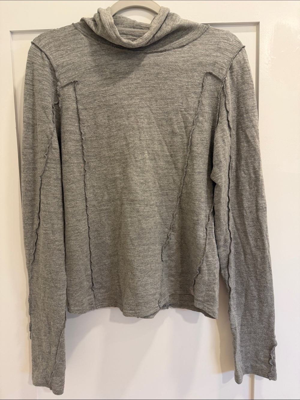 We The Free Heather Gray Ribbed Turtleneck Top Sweater Size Large